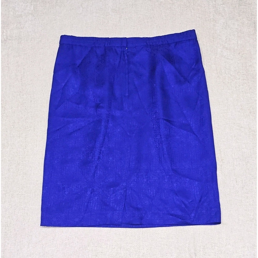 EUC Vintage Adrianna Papell Royal Blue 100% Silk Pencil Skirt Sz 12 Careerwear